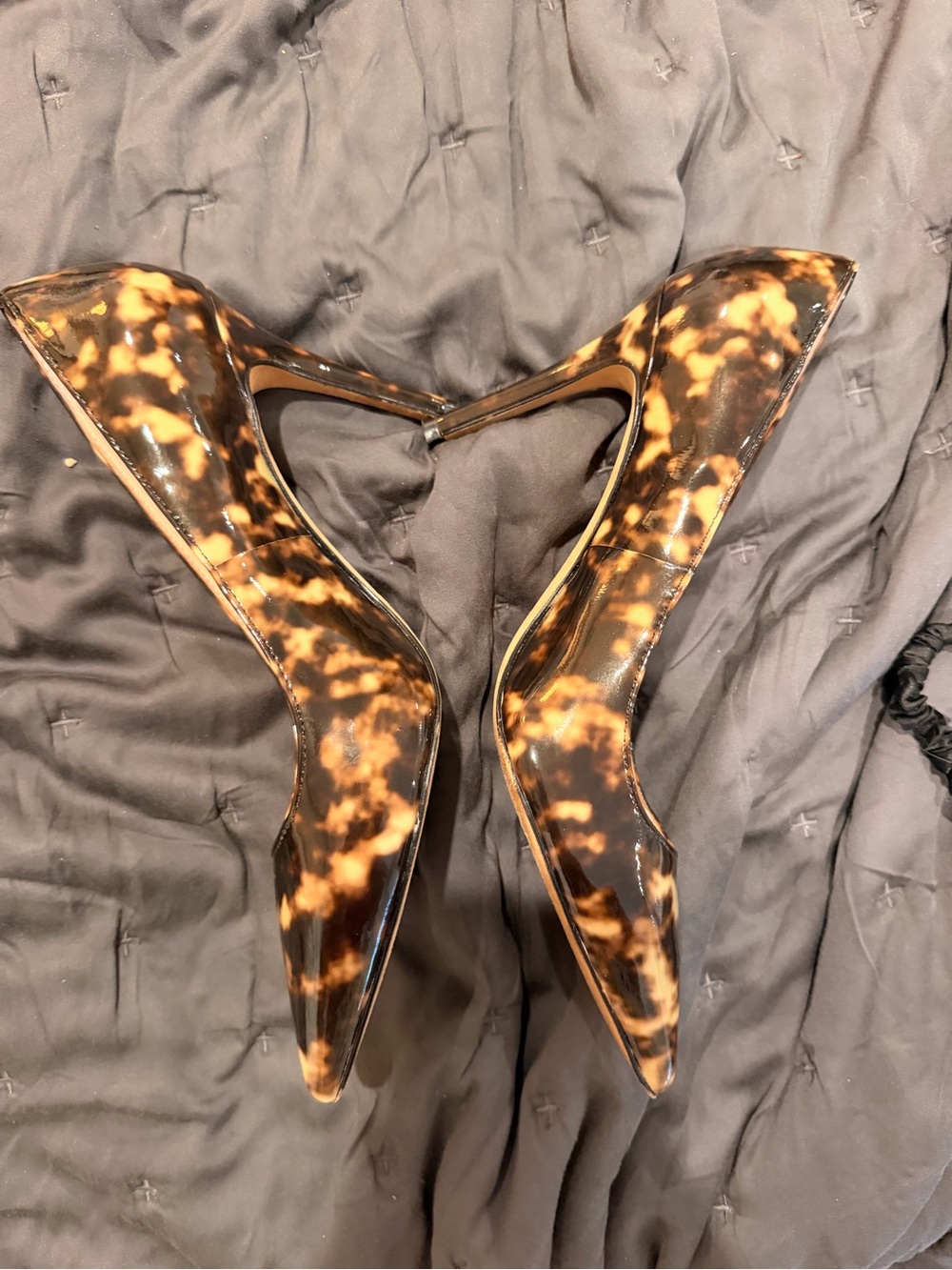 kate spade | Tortoiseshell Patent Leather Pointed-Toe Pumps - Brown/Black (7M) - Picture 2 of 10
